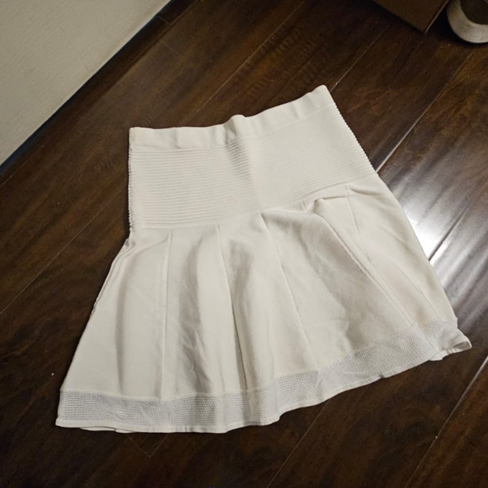 Parker Cream Fit and Flare Knee-Length Skirt